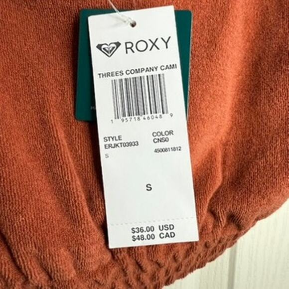 Roxy Cropped Sleeveless Top Women S Rust Terry Cloth Summer Casual‎ NWT - Picture 4 of 6